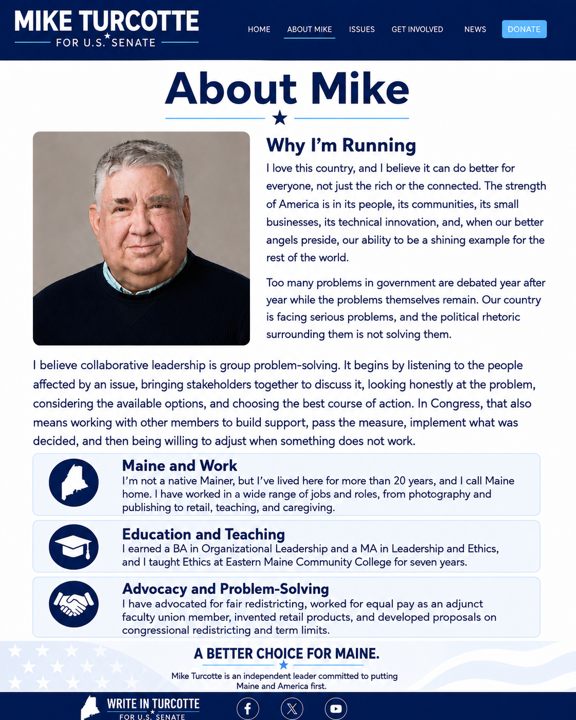 About Mike campaign page